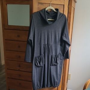 Gray Long Sleeve Cowl Neck Dress from Lousje and Bean